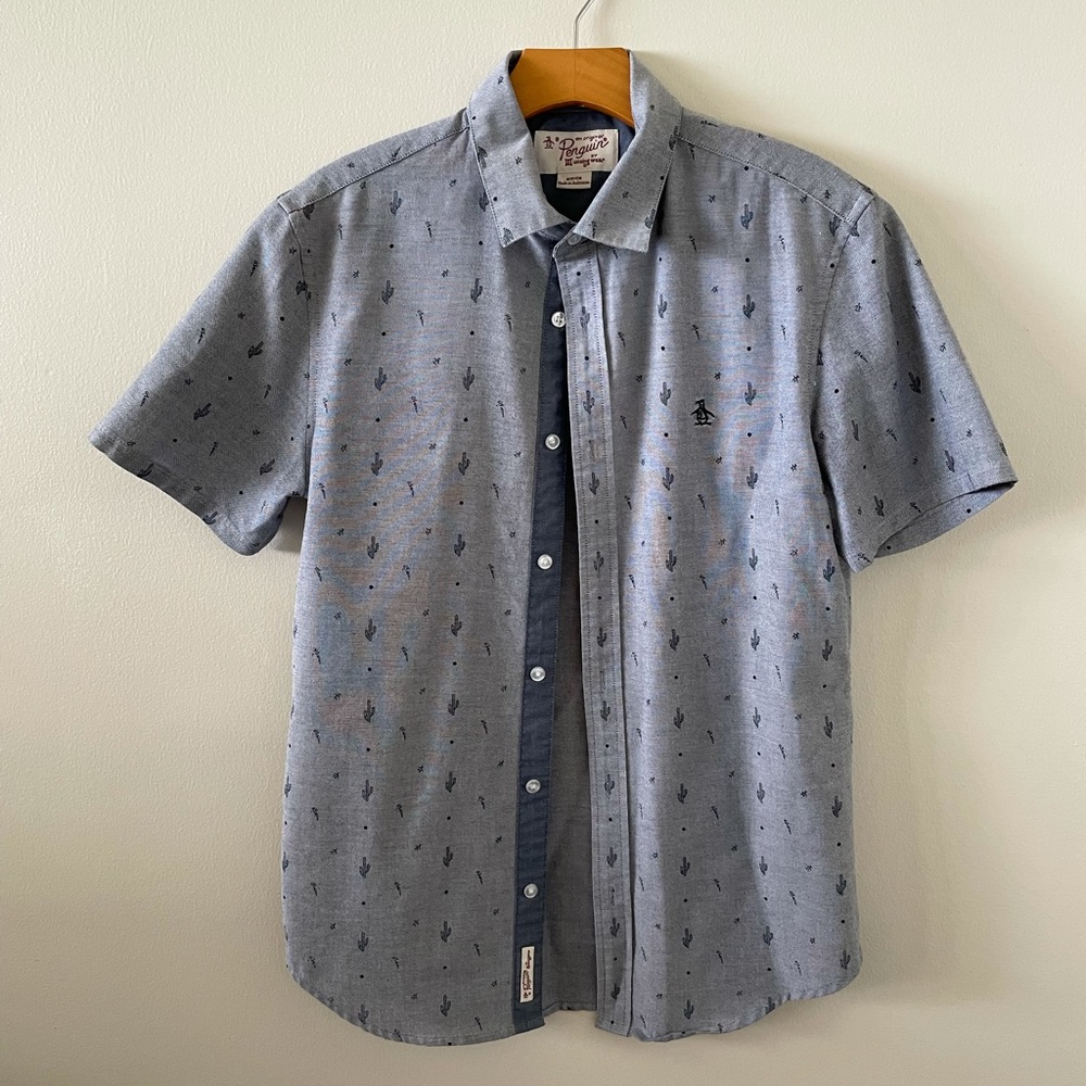 Penguin Light Blue Short Sleeve button down